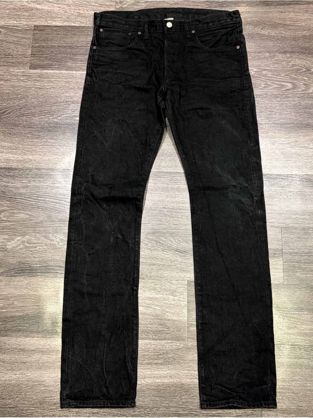 Double RL Jeans Selvedge Slim Fit Button Fly Ralph Lauren RRL Black Mens 33 X 34